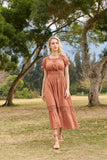 1 x Brand New SCARLET DARKNESS Women s Off Shoulder Dresses Knitted Waist Lace-up Puff Sleeves Victorian Dresses Coral Orange XXL - RRP €33.19