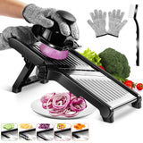 1 x RAW Customer Returns Mastertop Mandoline Vegetable Cutter Adjustable, 5-in-1 Multifunction Kitchen Grater Julienne Cutter, Stainless Steel Vegetable Slicer for Potatoes, Cucumbers, Send Cut-Resistant Gloves and Cleaning Brush - RRP €30.89