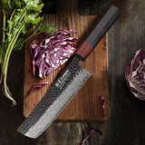 1 x RAW Customer Returns TURWHO Japanese kitchen knives, hand-forged 67 layer Damascus steel chef s knife, VG10 core handmade Nakiri knife 18 cm - RRP €100.64