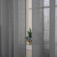 1 x RAW Customer Returns MIULEE Set of 2 Voile Curtains Sheer Linen Curtain with Eyelets Transparent Linen Look Curtain Eyelet Curtain Living Room Window Curtain Translucent Decorative Curtain Bedroom 140 x 225 cm W x H Dark Grey - RRP €26.84