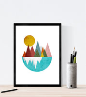 1 x RAW Customer Returns Nacnic - Set of 4 Abstract Prints with Geometric Mountains - Landscape with Minimalist Nordic Art Print - Posters Decorative Pictures - A4 Size - RRP €18.8