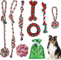 1 x RAW Customer Returns Cymax Pack of 8 Christmas dog toys, chew toys, dog toys, indestructible, Christmas dog rope toys, Christmas gift for small medium large dogs - RRP €21.99