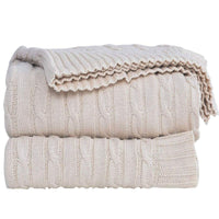 1 x RAW Customer Returns SHADDOCK Cotton Knitted Blanket 4 Seasons Bed Blanket - 130x180cm Ultra Soft Throw Blanket Living Room Blanket for Baby Couch Bed Sofa Chair Car Office Twisting Pattern, Beige  - RRP €37.3