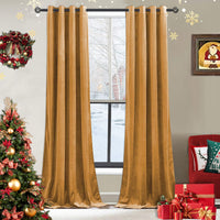 1 x RAW Customer Returns CUCRAF Opaque Velvet Curtain with Eyelets, Thermal Insulated Curtains, High Quality Soft Blackout Curtain for Living Room, Bedroom, Set of 2, H260 x W140cm, Gold - RRP €37.3