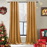 1 x RAW Customer Returns CUCRAF Opaque Velvet Curtain with Eyelets, Thermal Insulated Curtains, High Quality Soft Blackout Curtain for Living Room, Bedroom, Set of 2, H225 x W140cm, Gold - RRP €35.28