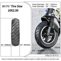 1 x RAW Customer Returns RUTU 10x2.50 Tire - 10 Inch Wheel Compatible with Electric Scooters, Smart Self Balancing Scooters, Boards with 6 Inch Rims, Fits 36V, 48V, 400W, 500W, 800W Hub Motor M365, Set of 2 - RRP €27.22