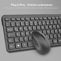 1 x RAW Customer Returns  2-Pack Rii keyboard mouse set wireless, wireless keyboard with mouse, wireless keyboard and mouse, for PC laptop Windows Smart TV, German layout - black - RRP €34.99