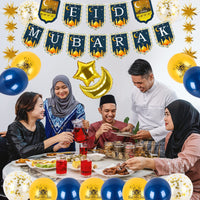 1 x Brand New Ramadan Mubarak Eid Mubarak Balloons Decorations,18 Pieces Eid Decorations Latex Balloons Eid Mubarak Banner Moon Star Foil Balloon Ramadan Set for Muslim Islamic Ramadan Decorations - RRP €20.4