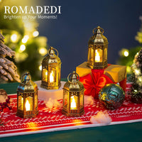 1 x RAW Customer Returns Romadedi Lantern Gold Wedding Table Decoration - Set of 10 Mini Lanterns for Hanging, with LED Candles for Party Decoration, Christmas, Ramadan, Garden, Balcony, Outdoor, Oriental - RRP €30.24