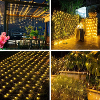 1 x RAW Customer Returns Joysing outdoor net lights 3x2m 204 LED fairy lights net with plug, 8 modes fairy lights net waterproof light curtain for room wall wedding fence bushes garden decoration - warm white - RRP €24.99