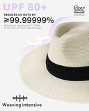 1 x RAW Customer Returns FURTALK Unisex Panama Hat Wide Brim Sun Hat for Men and Women Beach Hat UV Protection Summer Hat Adjustable Straw Hat - RRP €30.24