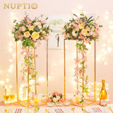 1 x RAW Customer Returns Nuptio Gold Vase for Wedding Centerpieces - 2 Pack 80cm Tall Metal Flower Vases Flowers Stand for Party Tables Decorations Weddings Centerpieces Table Geometric Column Display Stand - RRP €61.98