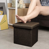 1 x RAW Customer Returns Bonlife Footstool Container for Sofa Low Stool Storage Cube Ottoman Linen Living Room Bedroom Coffee Table Brown 30x30x30cm - RRP €19.99