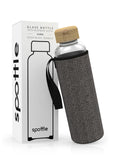 1 x RAW Customer Returns spottle glass bottle 550ml with neoprene cover - mottled black bamboo - RRP €24.9