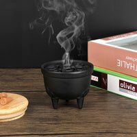 1 x RAW Customer Returns SUMNACON Cast Iron Incense Burner with Lid Incense Stick Holder Incense Bowl Incense Container Home Decoration for Bedroom Yoga Living Room Gift Black  - RRP €18.99