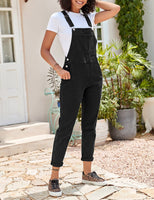 1 x RAW Customer Returns Roskiky Women s Casual Stretch Denim Overalls Jeans Jumpsuit with Pockets, Warm Black Onyx, XL - RRP €47.99