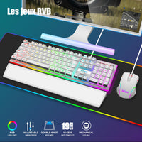 1 x RAW Customer Returns RedThunder K10 Gaming Keyboard and Mouse, French AZERTY Wrist Rest Gaming Keyboard, Anti-Ghosting with RGB Backlight and 7200 DPI with Ergonomic Gaming Mouse for Gamers Black  - RRP €27.37