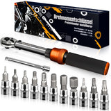 1 x RAW Customer Returns 13pcs Small Bicycle Torque Wrench Set 1-25NM, 1 4 Reversible Ratchet 72 Teeth, Ratchet Box with 10cm Extension Rod, Hexagon Socket and Torx Socket - RRP €33.99