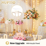 1 x RAW Customer Returns Nuptio Golden Vase for Wedding Centerpieces with Acrylic Panel - 3 Piece Tall Vases for Flowers Metal Column Geometric Centerpiece Stand for Birthday Party Decoration 40cm 60cm 80cm  - RRP €72.98