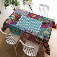 1 x Brand New Violetpos Tablecloth Table Cloth Linen Tablecloth Linen Easy Care Washable Dirt-Repellent Table Linen Moroccan Geometry Psychedelic Mandala 140 x 140 cm - RRP €25.99