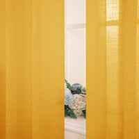 1 x RAW Customer Returns MIULEE Set of 2 Voile Curtains Sheer Linen Curtain with Eyelets Transparent Linen Look Curtain Eyelet Curtain Living Room Window Curtain Translucent Decorative Curtain Bedroom 140 x 145 cm W x H Yellow - RRP €26.99