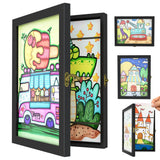 1 x RAW Customer Returns SRIWATANA picture frame children s drawings A4, 2 pieces children s art frame front opening, hinged fillable art photo frame wood for 150 pictures works of art art projects, school, home black - RRP €27.22