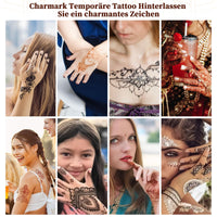 10 x Brand New CHASPA Temporary Tattoo Paint, 5 Pieces Temporary Mehndi Tattoo with 50pcs Tattoo Stencil Natural Temporary Tattoo Kit, Safe, Painless and Fast Tattoo - RRP €180.0