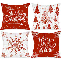 1 x RAW Customer Returns Lanpn 4 pieces white and red cushion cover Christmas cushion cover 60 x 60 cm, winter snowflakes decorative Christmas pillows for Christmas decoration Christmas bed linen sofa decorations red  - RRP €22.99