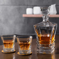 1 x RAW Customer Returns KANARS 5-piece whiskey glasses and carafe set, 800 ml whiskey decanter with 4x 260 ml glasses, lead-free crystal glasses, beautiful gift box, high quality - RRP €65.99