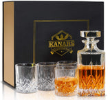 1 x RAW Customer Returns KANARS Whiskey Glasses and Carafe Set, 750 ml Whiskey Decanter with 4x 300 ml Glasses, Lead-Free Crystal Glasses, Beautiful Gift Box, High Quality, 5-Piece - RRP €66.88