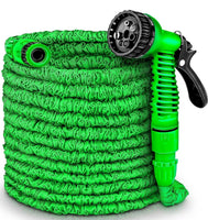 1 x RAW Customer Returns LINGKY Flexible Garden Hose, 30M 100FT Flexible Water Hose with 7 Functions Shower, Stretchable Garden Hose Hose for Garden Watering, Pets, Car Washing 30M 100FT, Green  - RRP €26.15