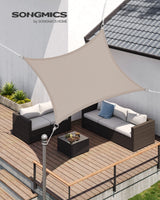 1 x RAW Customer Returns SONGMICS Sun Shade Sail, 2 x 3 m, Water-Repellent, Water Column 665 mm, Tear-Resistant Polyester, UV Protection 93 , Patio, Garden, Balcony, Rectangular, 2 m Ropes, Taupe GSH23TP - RRP €22.68