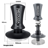 1 x RAW Customer Returns NEOUZA Espresso Tamper Spring Loaded for Coffee Machine Accessories, Non-Stick Coating, Self-Leveling, Refined Handle, Flat Bottom Stainless Steel 58mm, Matte Black  - RRP €20.64