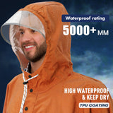 1 x RAW Customer Returns ANYOO Waterproof Rain Poncho Rain Jacket with Hood for Men and Women, Lightweight and Windproof Raincoat with Sleeves for Outdoor Hiking, Cycling, Orange, One Size, 1 Pocket - RRP €26.21