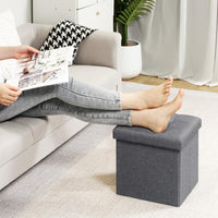 1 x RAW Customer Returns Bonlife Stool with Storage Space Bench Foldable Chest Storage Box Pouf Stool Bed Organizer Seat Cube Made of PVC 32 x 32 x 32 cm Grey-1  - RRP €21.98