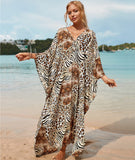 1 x RAW Customer Returns ZaisuiFun Caftan Women Elegant Long Beach Kaftan Plus Size Summer Dress Cover-ups Maxi Dress Boho Beach Tunic - RRP €29.01