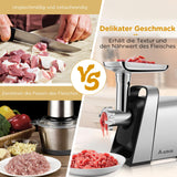 1 x RAW Customer Returns Meat grinder AOBOSI 4-IN-1 electric meat grinder with 4 stainless steel grinding plates, kubbe 3 sausage filling tubes, 3000W max motor for fast and fine grinding, stainless steel meat grinder with 2 blades. - RRP €149.99