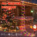 1 x RAW Customer Returns KOOPER Christmas Lights Outdoor, 300 cm Christmas Decoration Solar Ladder Lights with Santa Claus and Remote Controls, 8 Modes Solar Fairy Lights Outdoor, IP65 Waterproof Christmas Decoration Solar Lamps - RRP €30.24