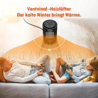 1 x RAW Customer Returns Ventvinal fan heater energy saving, 1500W ceramic fan heater quiet, with remote control and touch screen, 60 oscillation, 3x heating levels, 1-8H timer, thermostat heater electric for bathroom, living room - RRP €39.99