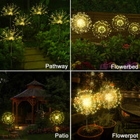 1 x RAW Customer Returns Joysing Garden Decoration Solar Garden Light Outdoor, Pack of 2 120 LED Solar Lights Fireworks, 8 Modes Solar Dandelion Garden Stake Waterproof Solar Lamps for Garden Lawn Patio Decoration - Warm White - RRP €21.99