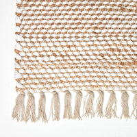 1 x RAW Customer Returns Homescapes Horizon carpet runner, hand-woven from 100 hemp, 66 x 200 cm, rag rug with herringbone pattern and fringes, cream-natural - RRP €40.28