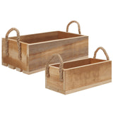 1 x RAW Customer Returns BELLE VOUS Wooden Box Vintage Storage Boxes with Rope Handles 2 Pack - Wooden Box Without Lid - For Homes, Bedrooms, Kitchens, Bathrooms to Organize Books, Clothes Towels - RRP €29.49