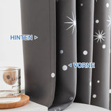 1 x Brand New CUCRAF Opaque Dark Grey Curtains with Eyelets Silver Foil Star Design Thick Curtains Blackout Thermal Curtain for Bedroom, Children s Room, Set of 2 H 225 x W 140 cm, Dark Grey - RRP €43.86