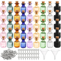 1 x RAW Customer Returns TOPZEA 45pcs Small Magic Jars, Colored Mini Glass Bottles, Decorative Square Small Potion Bottles, Cute Wishing Bottles, Funnel and Eyebolts for Crafts, Party Gift - RRP €15.77