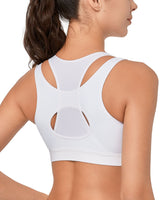 1 x RAW Customer Returns Yvette Sports Bra Very Strong Hold with Front Closure Plus Sizes for Fitness Jogging Bra, White, XL Plus Sizes - RRP €30.24