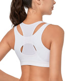 1 x RAW Customer Returns Yvette sports bra very strong hold with front closure, large sizes for fitness, jogging bra, white, XL large sizes - RRP €30.24