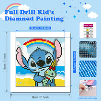 6 x Brand New NAIMOER Stitch Diamond Painting Kits with Frame, Framed Summer Diamond Painting for Kids Adults, 5D Cartoon Diamond Painting Adults Mosaic Craft for Home Decor 8x8inch - RRP €50.82