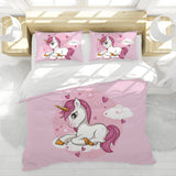 1 x RAW Customer Returns Hoimlm Unicorn Bedding 220x240 Girls Bedding Set with Duvet Cover and 2 Pillowcases, Cartoon Unicorn Microfiber Soft Bedding with Zipper - RRP €39.99