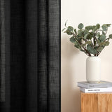 2 x Brand New MIULEE Set of 2 Imitation Linen Window Sheer Curtains Transparent Decorative Eyelet Window Voile Drapery Elegant Vintage Interior for Bedroom Living Room Office 140X145CM LxH Black - RRP €38.4