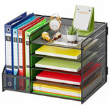 1 x RAW Customer Returns Marbrasse desk organizer with file holder, 5-tier paper letter tray, 2 pen holders, mesh desk organizer storage with magazine holder for office supplies black no drawer  - RRP €33.99